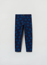 Ovs Kid Girls Stretch Cotton Leggings With Floral Print